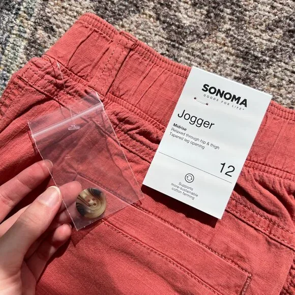 Sonoma Goods For Life Midrise Utility Jogger Pants Brianna Blush Size 12 - Picture 3 of 9
